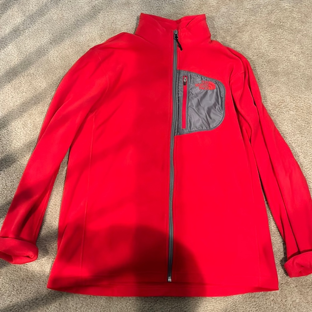 North face bright Red fleece size medium